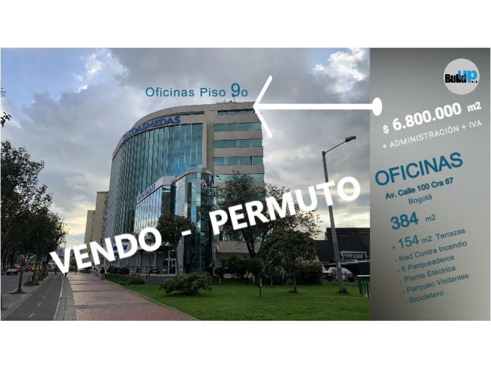 VENDO - PERMUTO Oficinas Piso 9 Edificio City Point Coasmedas 384 m2